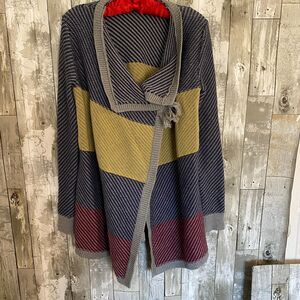 cAbi open front striped multi color cardigan S